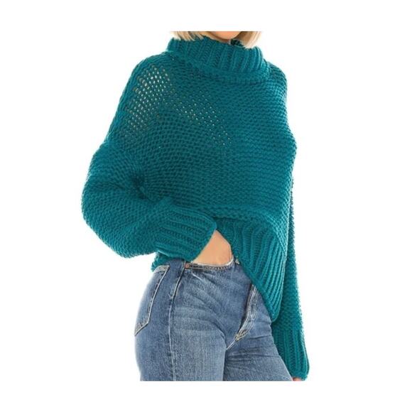 Free People My Only Sunshine Sweater in Dark Turquoise Green Women’s Small Boho - Picture 1 of 14